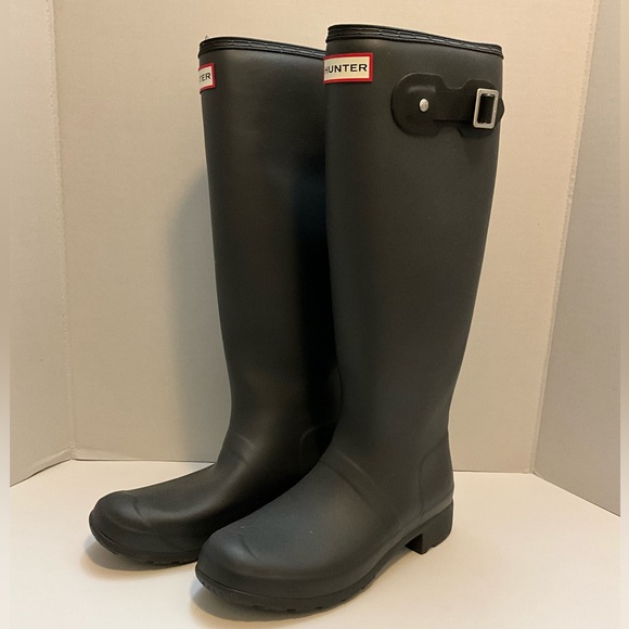 Hunter Black Tall Rain Boots - Picture 2 of 11